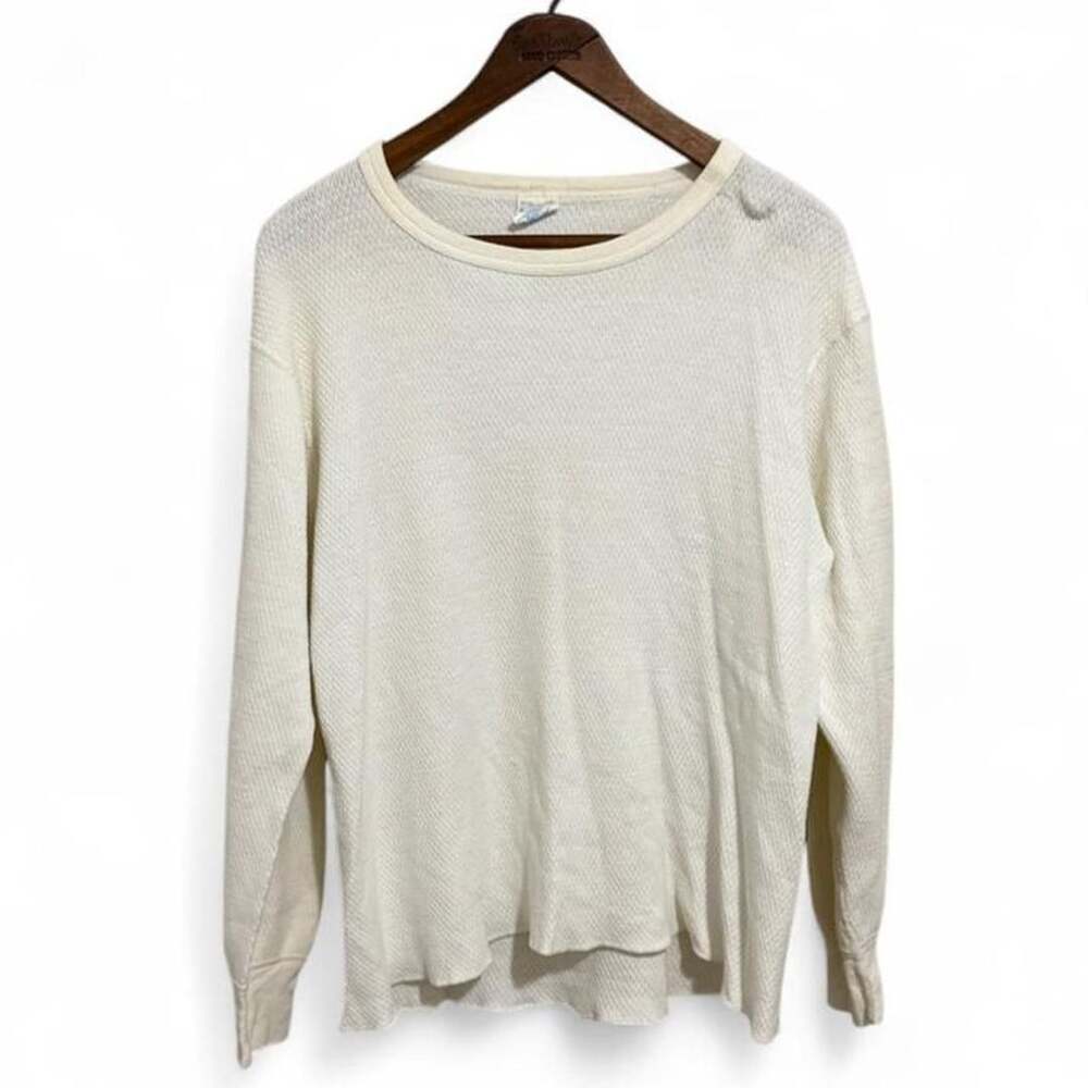 Vintage Jockey Waffle Knit Thermal Long Sleeve Shirt Size L 42-44 USA Made